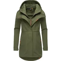 Ragwear Damen, Softshellmantel Lange Übergangsjacke Outdoormantel mit Kapuze Ybela Olive24 Gr. L - L