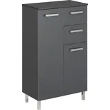 Saphir »Quickset Badschrank mit 2 Türen, 2 Schubladen, 60 cm breit«, Badezimmer-Unterschrank inkl. Türdämpfer, Griffe in Chrom glanz), grau