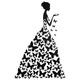 wall-art Wandtattoo »Prinzessin Schmetterlingsfrau«, selbstklebend, entfernbar, schwarz