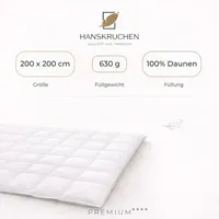 HANSKRUCHEN GmbH HANSKRUCHEN Daunendecke 200x200 cm Leicht 100% Daunen waschbar Allergiker Kassettendecke atmungsaktiv Decke weiss - Weiß