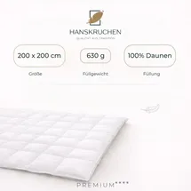HANSKRUCHEN GmbH HANSKRUCHEN Daunendecke 200x200 cm Leicht 100% Daunen waschbar Allergiker Kassettendecke atmungsaktiv Decke weiss - Weiß