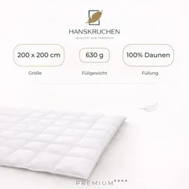 HANSKRUCHEN GmbH HANSKRUCHEN Daunendecke 200x200 cm Leicht 100% Daunen waschbar Allergiker Kassettendecke atmungsaktiv Decke weiss - Weiß
