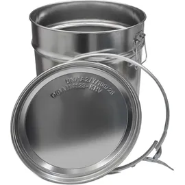 Wilai 30 Liter Weißblecheimer Hobbock inkl. Deckel mit Spannring | Stabile Seitliche Metallgriffe | Luft und Flüssigkeitsdicht | Robust und Stapelbar | Gefahrgut