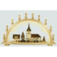 Lenk und Sohn Holz Schwibbogen Dorfkirche Kurrende 10 flg. Echt Erzgebirge