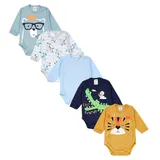 TupTam Baby Langarm Wickelbody im 5er Set in blau – Gr.: 62
