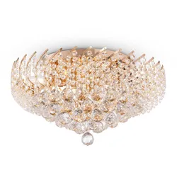 Deckenlampe Deckenleuchte Kristallleuchte Wohnzimmerlampe Metall gold B 51cm
