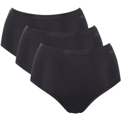 Sloggi Damen Highwaist-Slips, 3er Pack - GO Daily Cotton Highwaist 3P, Unterhose, Stretch-Baumwolle Schwarz M