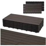 Clanmacy Holzfliesen WPC-Terrassenfliesen Klickfliesen 6x mit Drainagensystem, Größe: 60x30cm (LxB), Farbe: Dunkelbraun/Teak braun