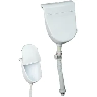 Urinal Mit Deckel Pissoir Wasserlose Urinalwand montiertes Anti Splash Plastik Urinale für Männer mit Pfeife für Badezimmer Toilettenhausgarten RV, weiß