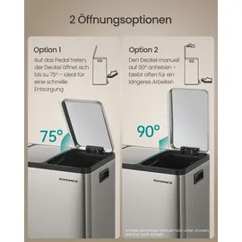 Songmics Mülleimer 15 l Grau/Silberfarben