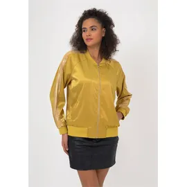 Freshlions Bomberjacke "Aurelia", Damen, Gr. L, gelb (senf), 100% Polyester, unifarben, lang, Rundhals, Jacken Bomberjacke, im sportlichen Design