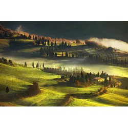 Fototapete PAPERMOON "LANDSCHAFT-HERBST NATUR BÄUME WALD BERGE GEBIRGE ALPEN", bunt, B:3,50m L:2,60m, Vlies, Tapeten