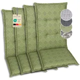 GO-DE Textil Bequeme und attraktive Polsterauflagen für Hochlehner-Gartenstühle (4er-Set, Rautenlinien grün, Hochlehner)