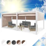 Blumfeldt Pavillon 3x6m, Rostfreier Metall-Pavillon mit Einziehbarem Dach & Seitenwänden, Pavillon Wasserdicht, Stabil & Winterfest, Langlebige Pergola Freistehend, Gartenpavillon mit UV-Schutz