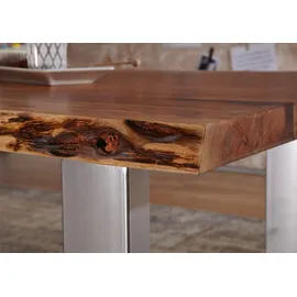 Massivmoebel24 Couchtisch Akazie 150x70x45 walnuss lackiert FREEFORM 2 #12