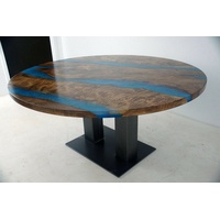 JVmoebel Esstisch, Runder Esstisch River Table Echtes Holz Flusstisch 150 cm braun