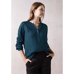 Langarmbluse, mit Minimal-Print, Gr. XXL (46), oil blue, , 60790159-XXL