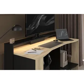 parisot möbel Gamingtisch Meta Eiche / Schwarz