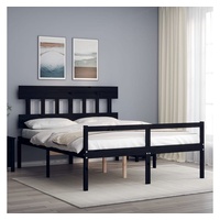 furnicato Bett Seniorenbett mit Kopfteil Schwarz Kingsize Massivholz schwarz