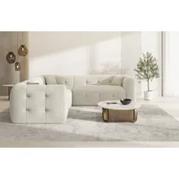 Sofa Dreams Ecksofa Sofa Polsterstoff Eckcouch Samt Lounge Couch Sevilla L Form, Chesterfield Design beige