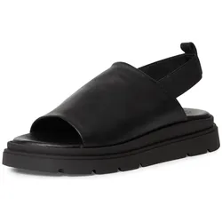 Sandalette TAMARIS, Damen, Gr. 37, schwarz, Leder, Textil, modisch, Schuhe, Plateau, Sommerschuh mit Gummizug an der Ferse für mehr Tragekomfort