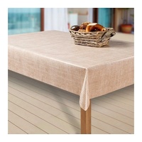 Laro Tischdecke Wachstuch-Tischdecken Abwaschbar Leinenoptik. beige rechteckig beige 1000