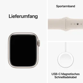 Apple Watch Series 9 GPS 41 mm Aluminiumgehäuse polarstern, Sportarmband polarstern M/L