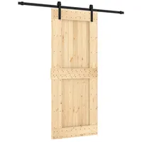 vidaXL Schiebetür rechts 85 x 210 cm Natürlich/Schwarz