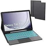 Für Galaxy Tab A9+/A11+ Hülle mit Tastatur - 7 Farben Beleuchtung Abnehmbare Trackpad Tablet Cover - Beleuchtete Deutsches QWERTZ Layout Tastatur mit Stifthalter für Samsung Tab A9 Plus/A11 Plus 11"