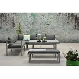 Garden Impressions Dining-ecklounge 'lakes', inkl. Sitzbank, Tisch und Kissen,arctic grey / reflex black,ohne Sessel,