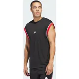 adidas Basketball All-World Sleeveless Tank Shirt, Black/red, M