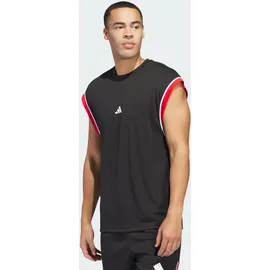 adidas Basketball All-World Sleeveless Tank Shirt, Black/red, M