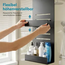 doporro Duschablage ohne Bohren, Duschregal ohne Bohren 2 Ebenen, Duschablage zum Hängen für Glasduschtüren, Duschkorb Sandschwarz, Oryne-01