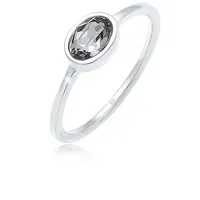 Elli Verlobungsring Oval Glas Kristalle Grau 925 Sterling Silber silberfarben 54 mm
