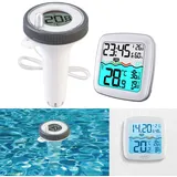 infactory Poolthermometer: Digitales Teich- & Pool-Thermometer, Funk-Empfänger, Farb-LCD, IP67 (Funkthermometer Pool, Funk Poolthermometer, Temperaturfühler)