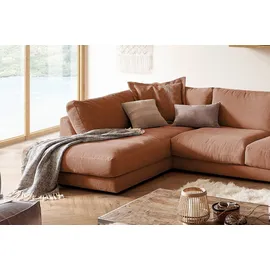 KAWOLA Wohnlandschaft U-Form Madeline Cord Longchair rechts rost