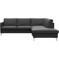 FLEXLUX Ecksofa »Fiore, L-Form«, schmale Armlehnen, Füße alufarben, B/T 234/225 cm, Kaltschaum im Sitz schwarz