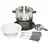 KitchenCraft 3-in-1 Fondue-Set mit farbcodierten Fondue-Gabeln (für Schokoladen-, Fleisch- und Käsefondue), Silber