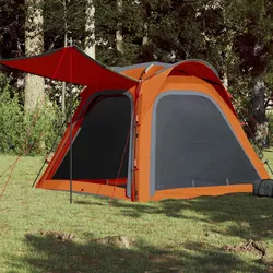 Campingzelt 4 Personen Grau & Orange 240x221x160 cm 185T Taft