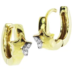 Paar Creolen OSTSEE-SCHMUCK "Ostsee-Schmuck Creole Stern Creole Stern", gelb, Ohrringe, Damen, 12 x 6,0mm, Gelbgold 333