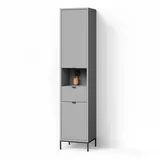 livinity® Badschrank, Grau, Grau, 7 Fächer, 1 Schubladen, 40x190x35 cm, Badezimmer, Badezimmerschränke, Hochschränke