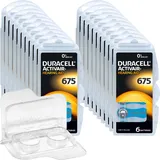 120 Duracell Activair Hörgerätebatterien PR44 blau 675 + Box für 2 Zellen