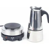 Espressokocher, 220v Edelstahl Elektrisch Kaffeekanne 6 Tassen Espressokanne, 300 Ml Mokkakocher Kaffeebereiter Moka Espressokännchen Mit Elektroherd, Spülmaschinengeeignet (6 Tassen 300ml)