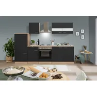 Respekta Küchenzeile Merle 270 cm Schwarz-Eiche