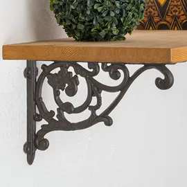 moritz 2x Regalwinkel Wandregal 20,7 x 33 cm Regalträger Halter Wandträger Gusseisen braun