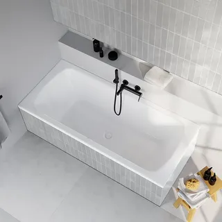 Evineo ineo4 Rechteck-Einbaubadewanne mit Mittelablauf, BE4035WH,
