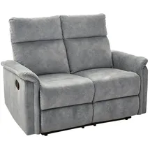 luma-home schönes für dein zuhause Zweisitzer-Sofa mit hochwertiger Federkernpolsterung B130/T90/H100 cm, verstellbare 2er Couch durch praktische halbautomatische Relaxfunktion, Bezug Velours Vintage Grau / 15127