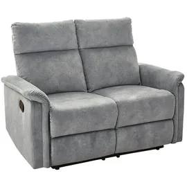 luma-home schönes für dein zuhause Zweisitzer-Sofa mit hochwertiger Federkernpolsterung B130/T90/H100 cm, verstellbare 2er Couch durch praktische halbautomatische Relaxfunktion, Bezug Velours Vintage Grau / 15127