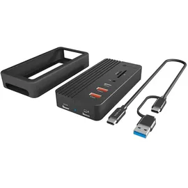 Icy Box IB-DK4072M-CU31 USB-C M.2 NVMe 4 Port Dockingstation mit Kartenleser,
