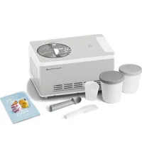 Springlane Eismaschine & Joghurtbereiter Elisa 2,0 L mit selbstkühlendem Kompressor 220 W, inkl. Aufbewahrungsbehälter 2er-Set, Eiscrememaschine m... - Silber